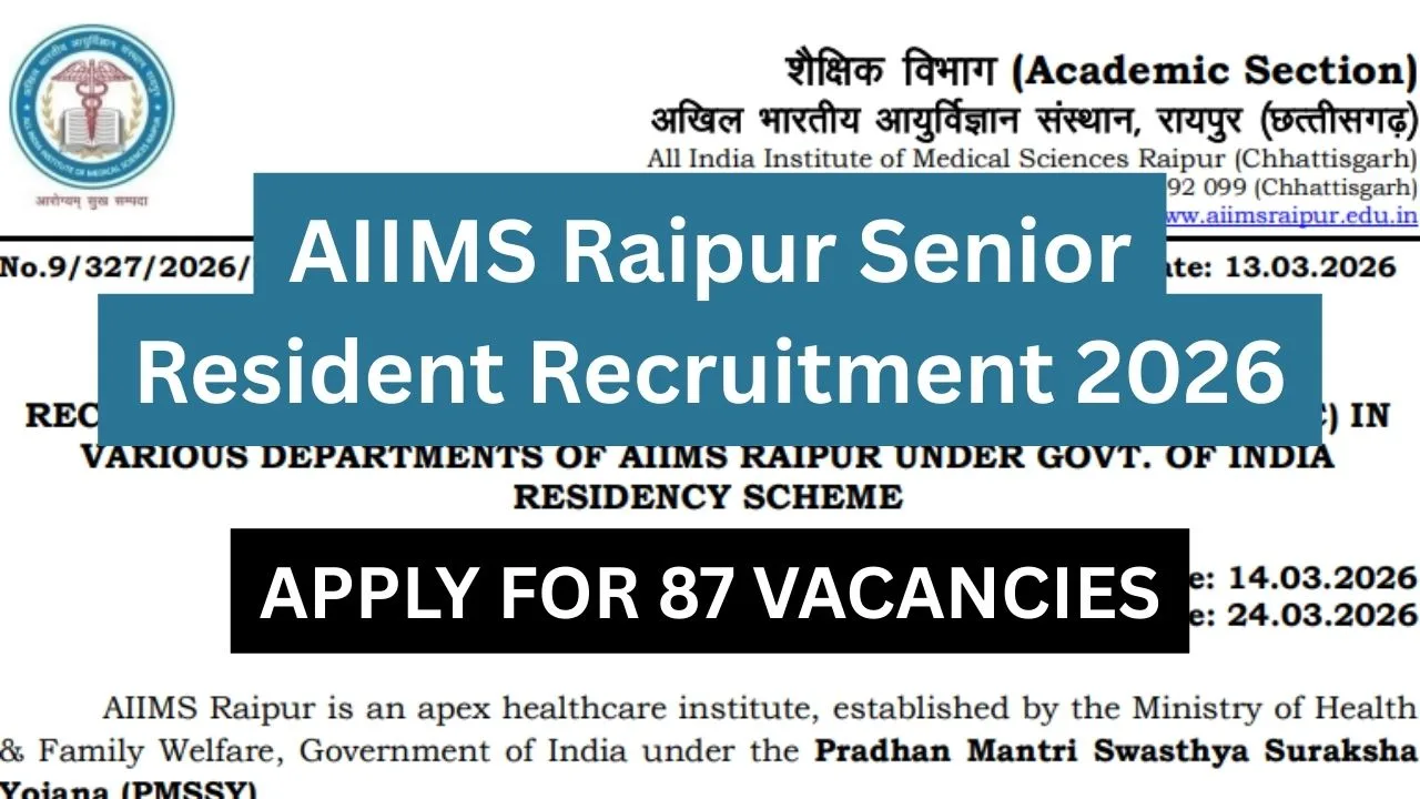 AIIMS Raipur Senior Resident Recruitment 2026