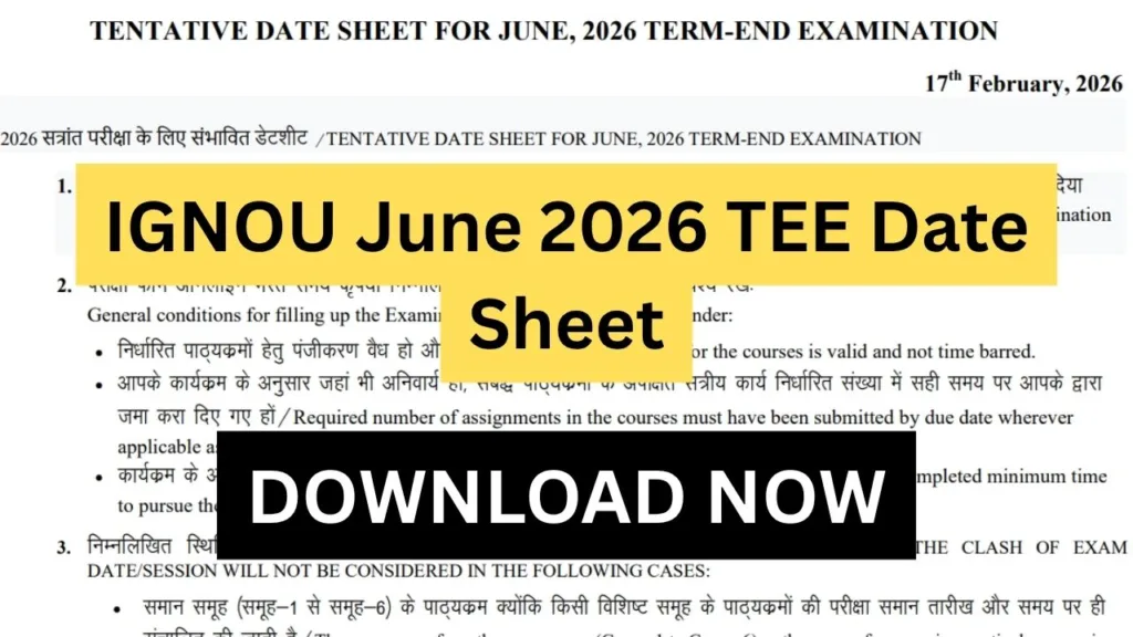 IGNOU June 2026 TEE Date Sheet