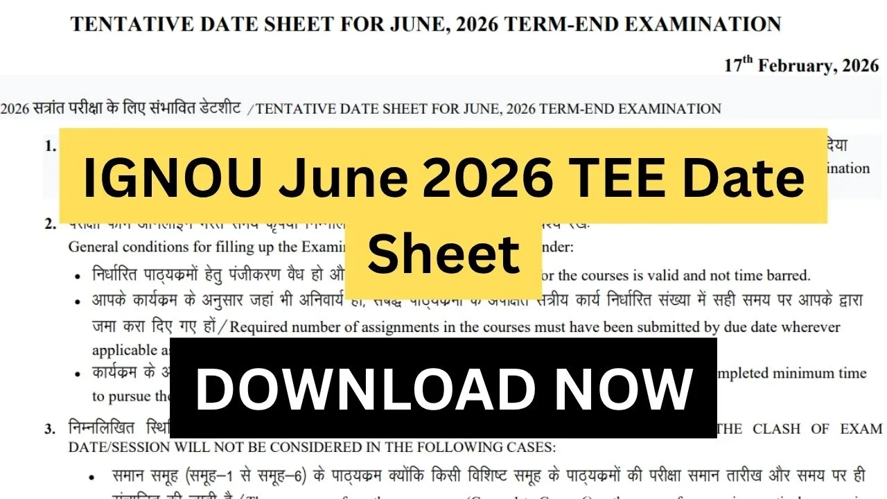 IGNOU June 2026 TEE Date Sheet