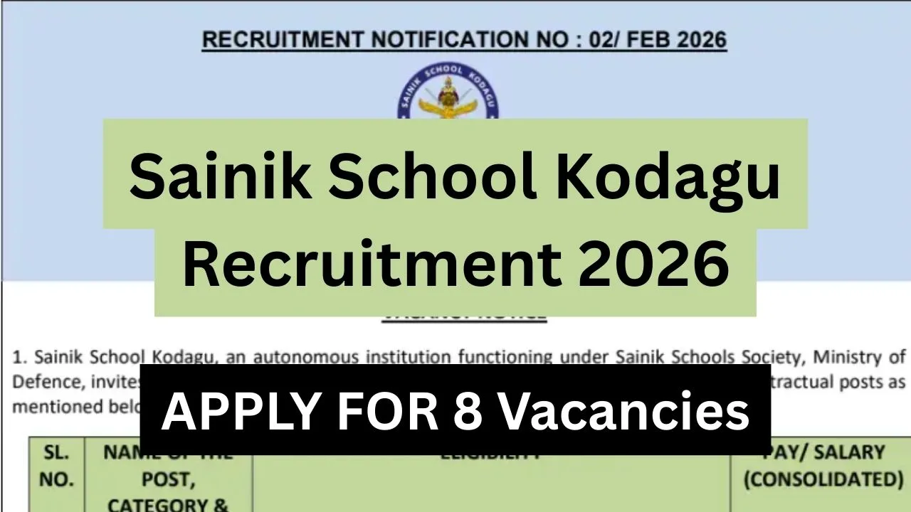 Sainik School Kodagu Recruitment 2026