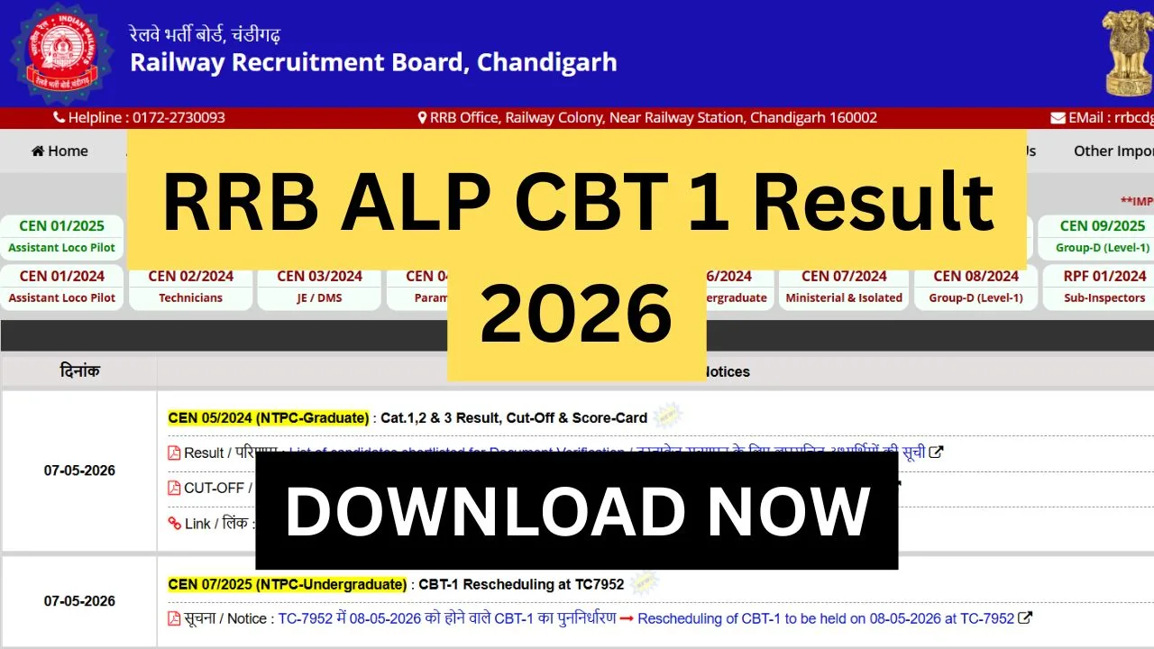 RRB ALP CBT 1 Result 2026